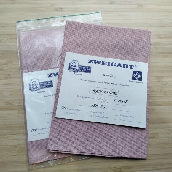 Zweigart Hardanger Cotton 2 New Packs #180-35 - 22 Count 14x18" Antique Pink - Picture 1 of 4